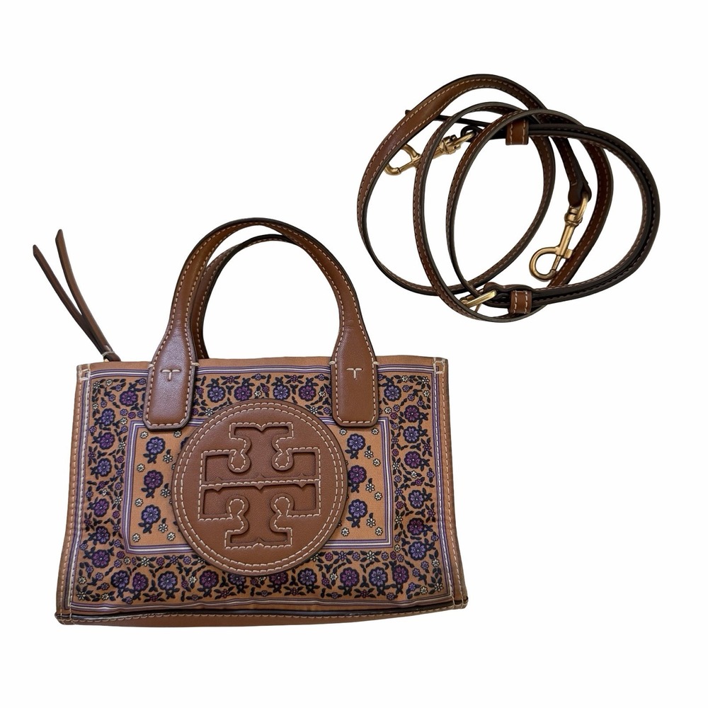 Tory Burch Mini Micro Ella Flower Floral Printed Tote Crossbody Bag